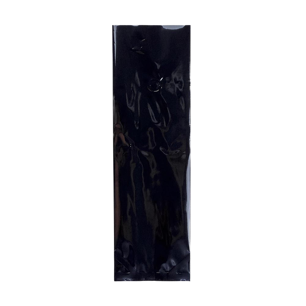 Черный глянцевый пакет с клапаном на 1 кг кофе