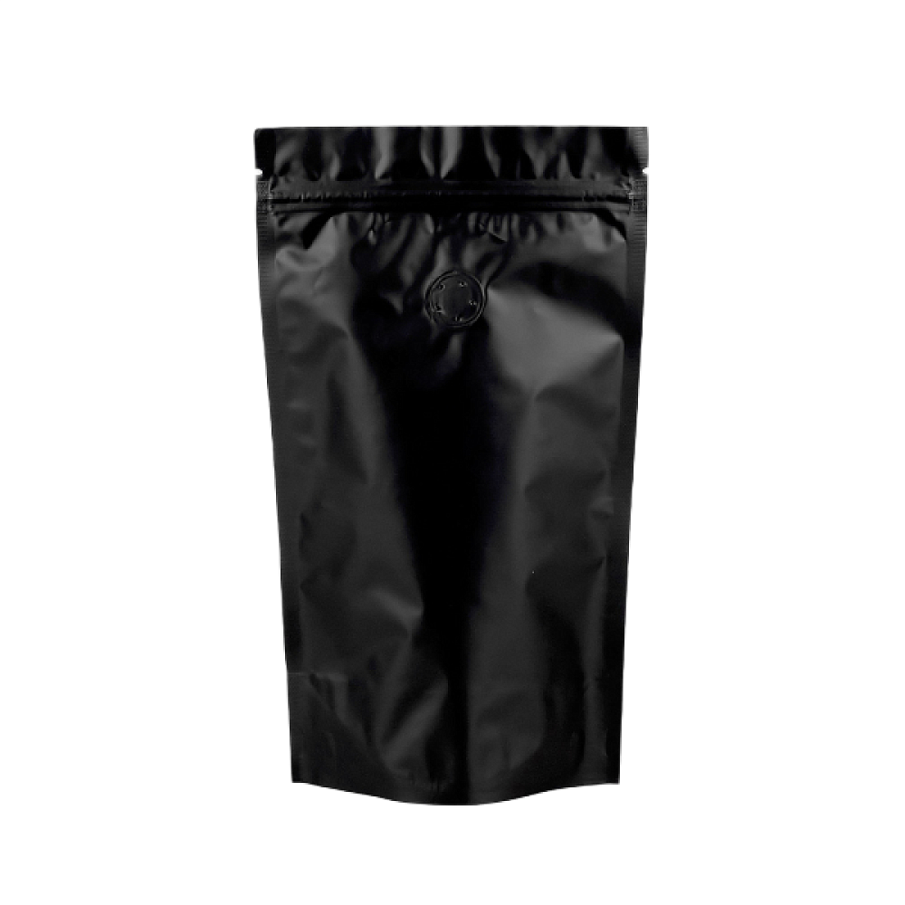 Черный матовый с зип-локом и клапаном для 250 г кофе
