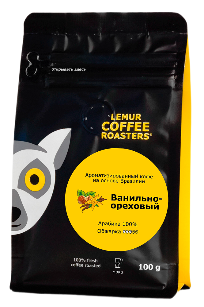 Ароматизированный кофе Ванильно-ореховый - Бразилия, помол: Мока, 100 г
